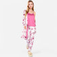 Lounge Women's Floral Print 3-Piece Pajama Set with Long Cardigan and Elastic Waist Pants