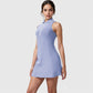 Women's Sleeveless Polo Dress with Zipper Collar