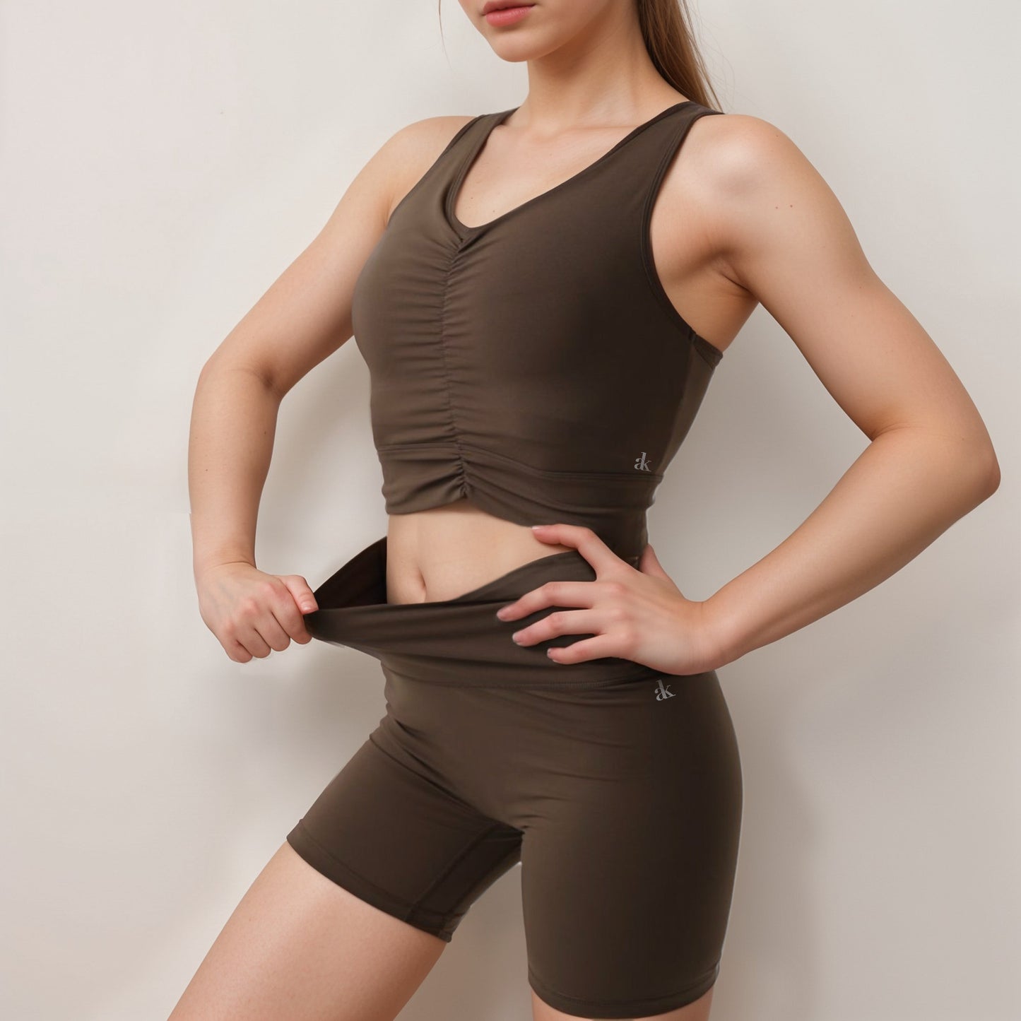 Active Women's Ruched Front Sports Tank with Stretchy Shoulder Straps