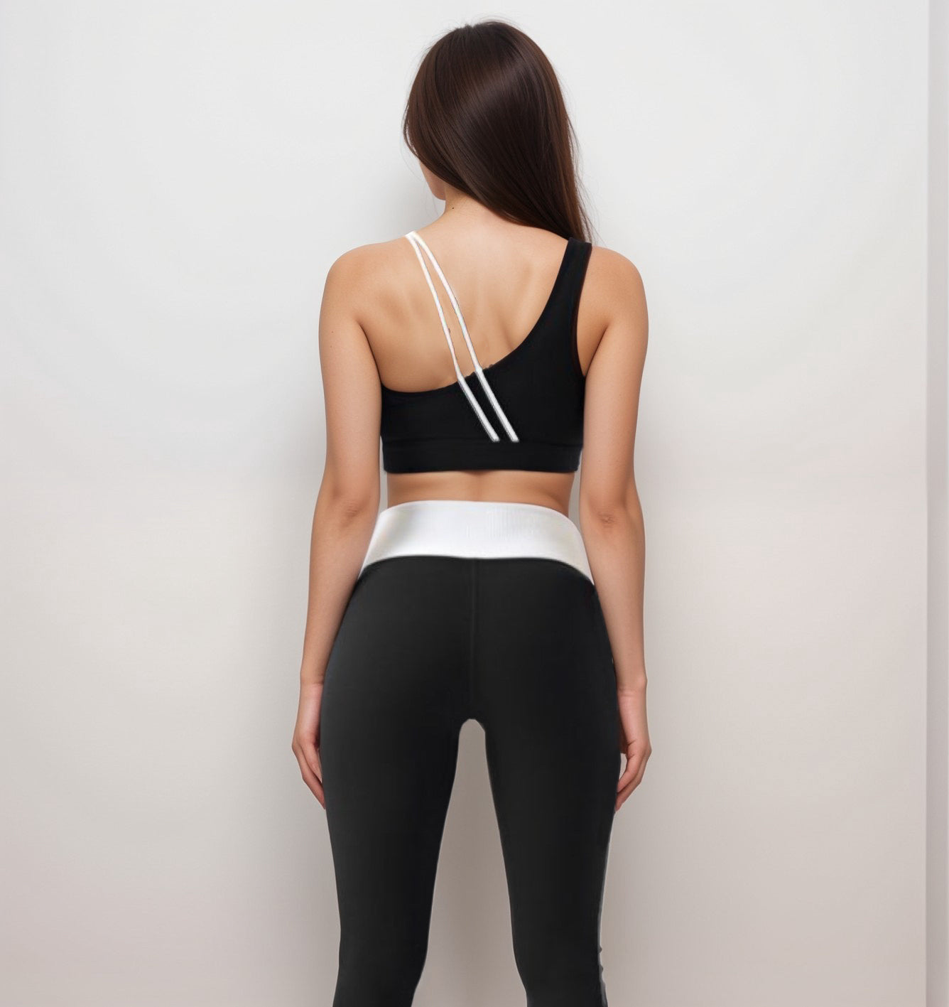 Active Women's High Waist Color Block Leggings with Contrast Panel Design