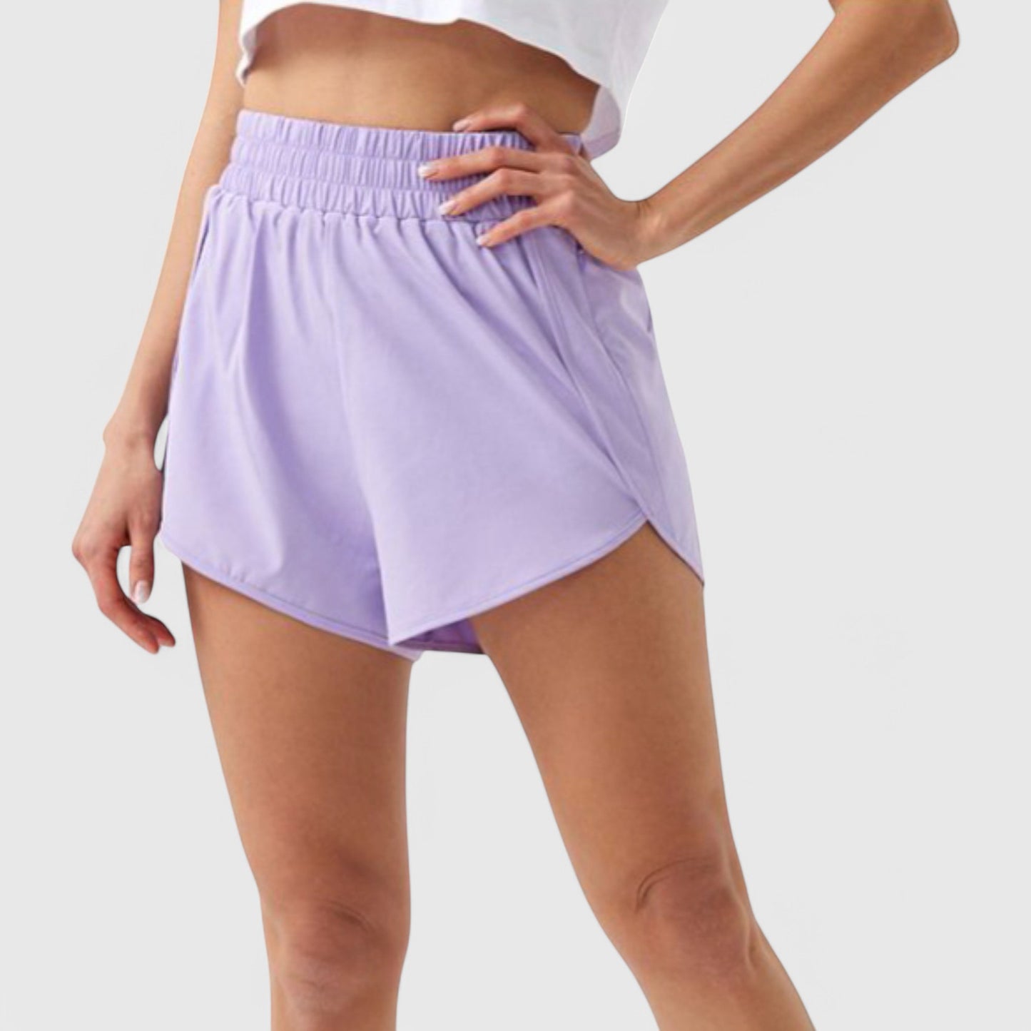 Active Women's High Waist Athletic Running Shorts with Curved Hem
