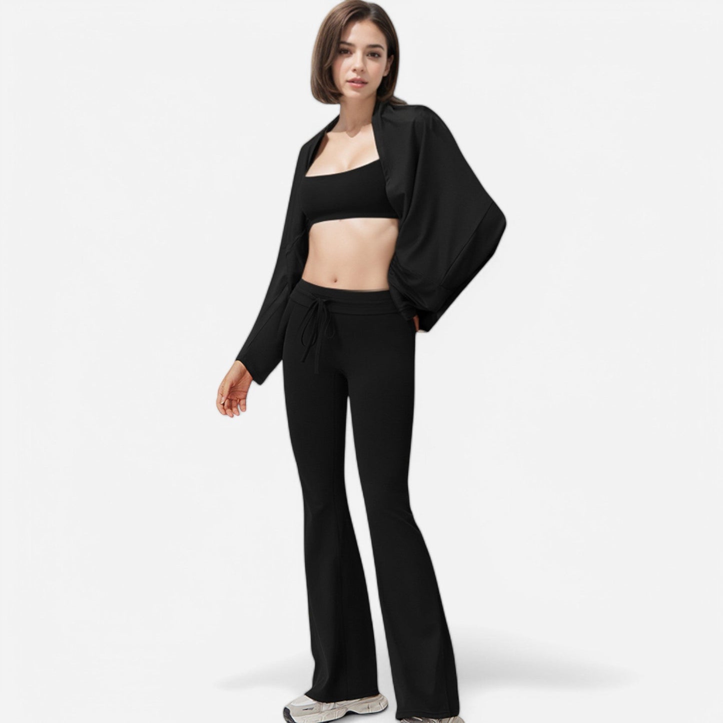 Cropped Long Sleeve Pullover with Wide Boat Neck