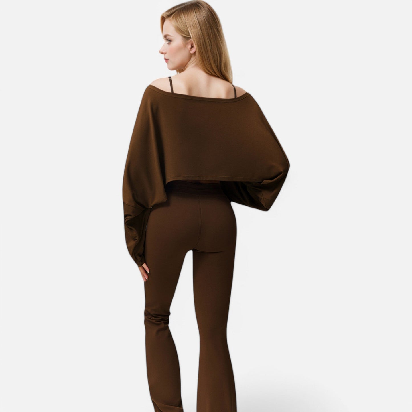Cropped Long Sleeve Pullover with Wide Boat Neck