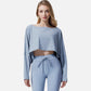 Cropped Long Sleeve Pullover with Wide Boat Neck