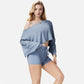 Cropped Long Sleeve Pullover with Wide Boat Neck