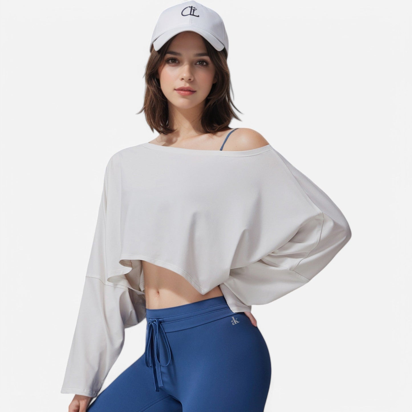 Cropped Long Sleeve Pullover with Wide Boat Neck