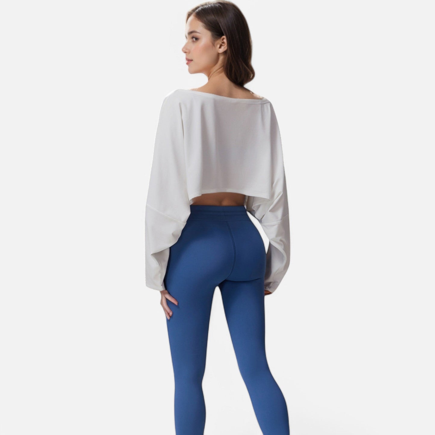 Cropped Long Sleeve Pullover with Wide Boat Neck