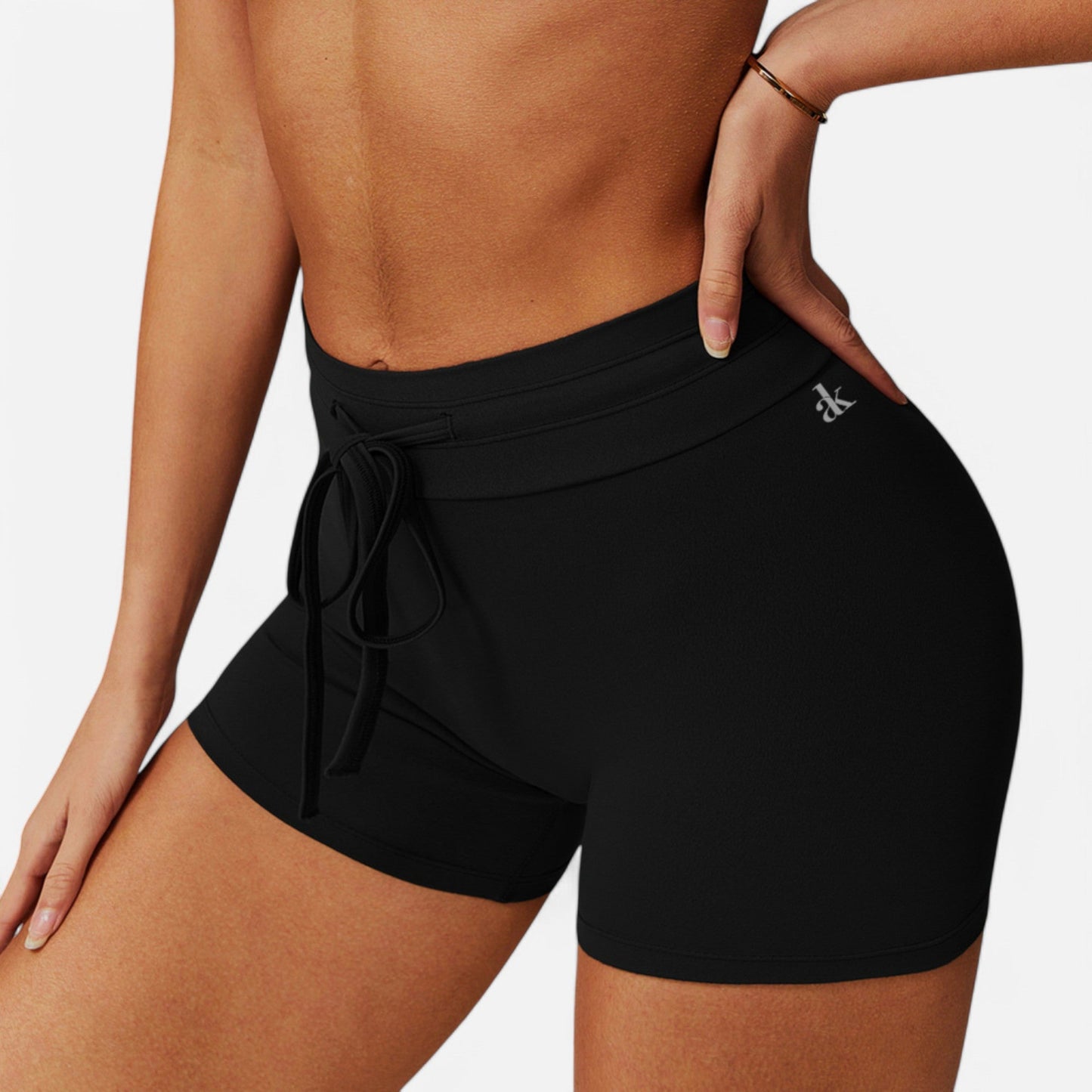High Waist Athletic Shorts with Adjustable Drawstring