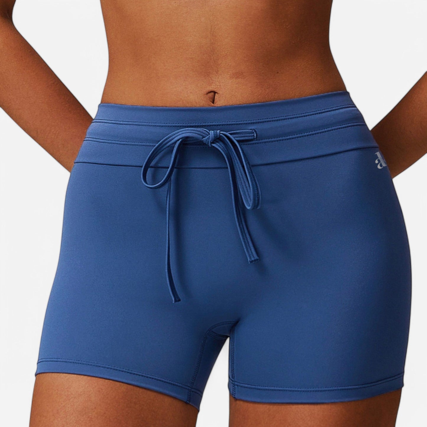 High Waist Athletic Shorts with Adjustable Drawstring