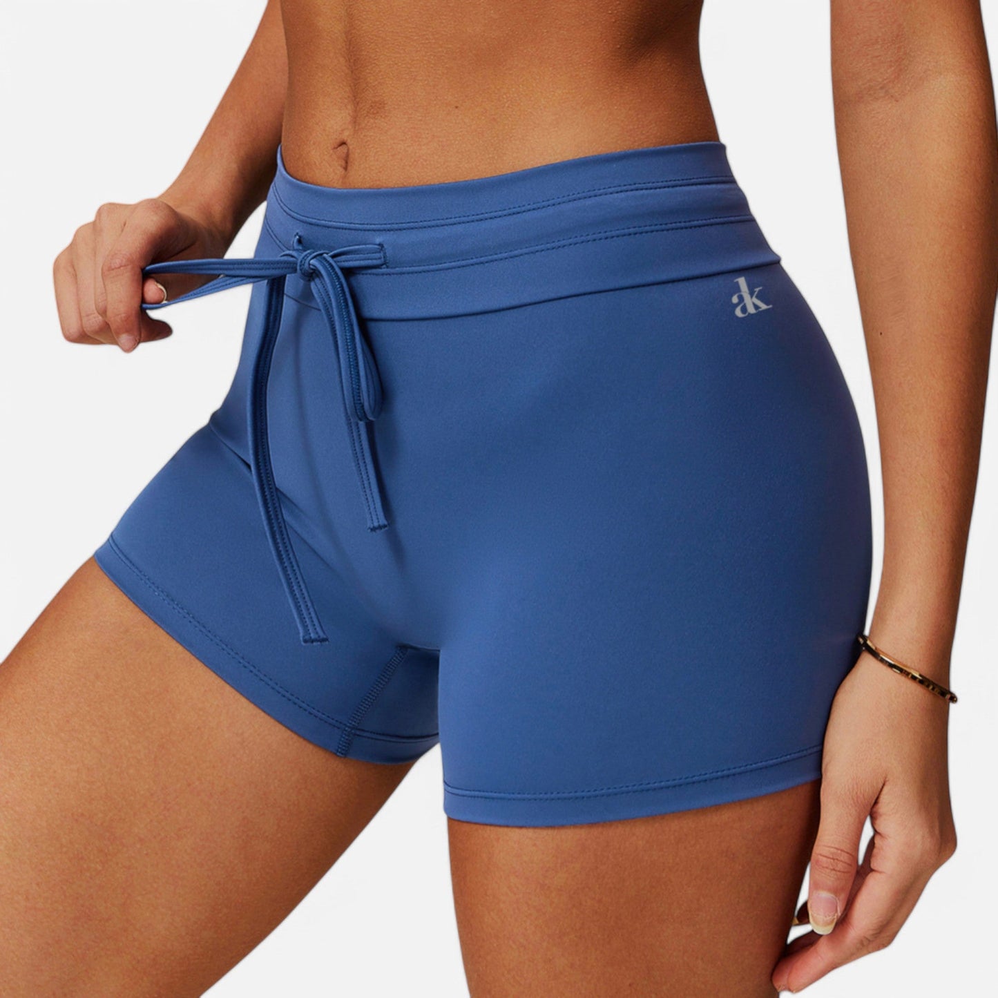 High Waist Athletic Shorts with Adjustable Drawstring