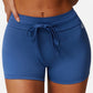 High Waist Athletic Shorts with Adjustable Drawstring