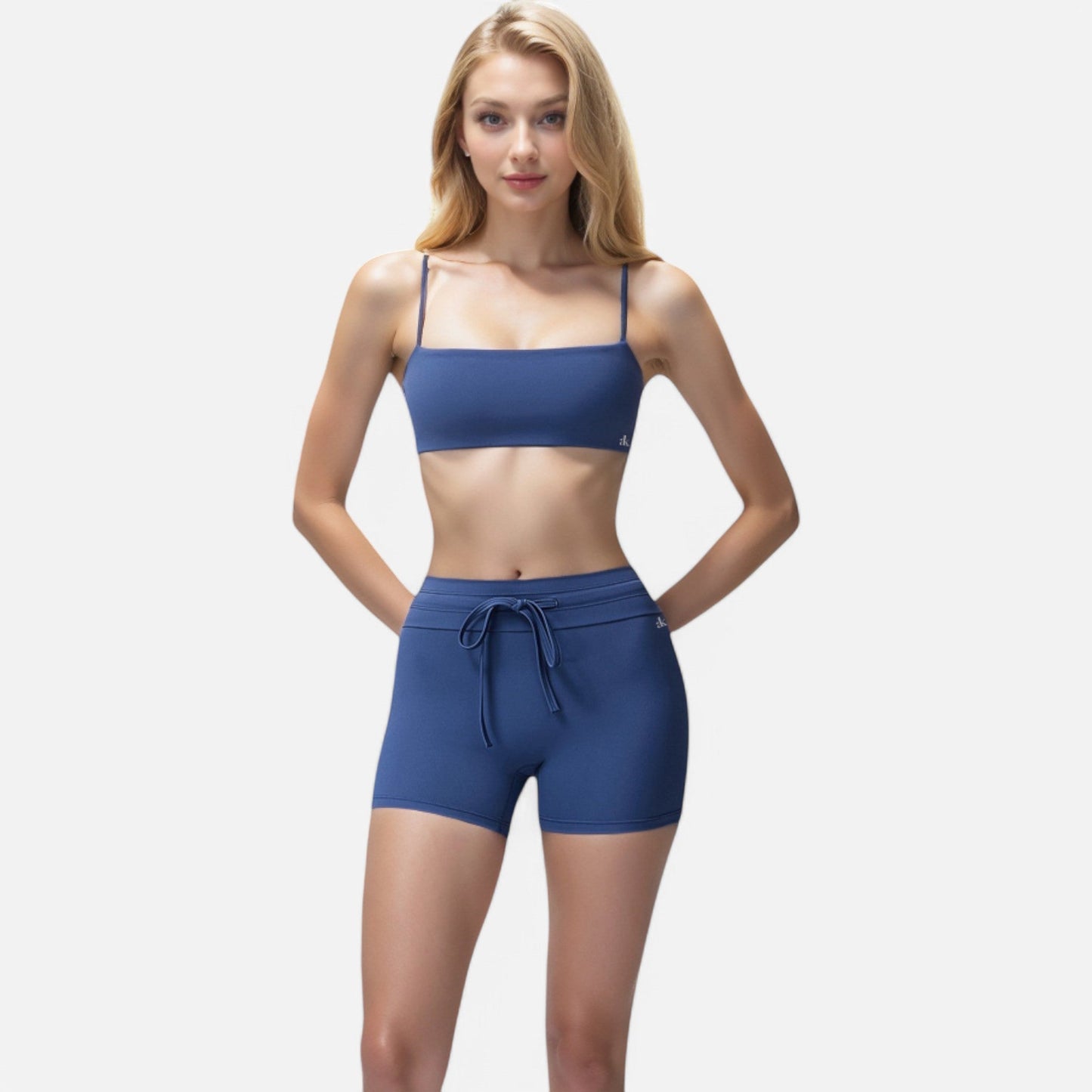 High Waist Athletic Shorts with Adjustable Drawstring