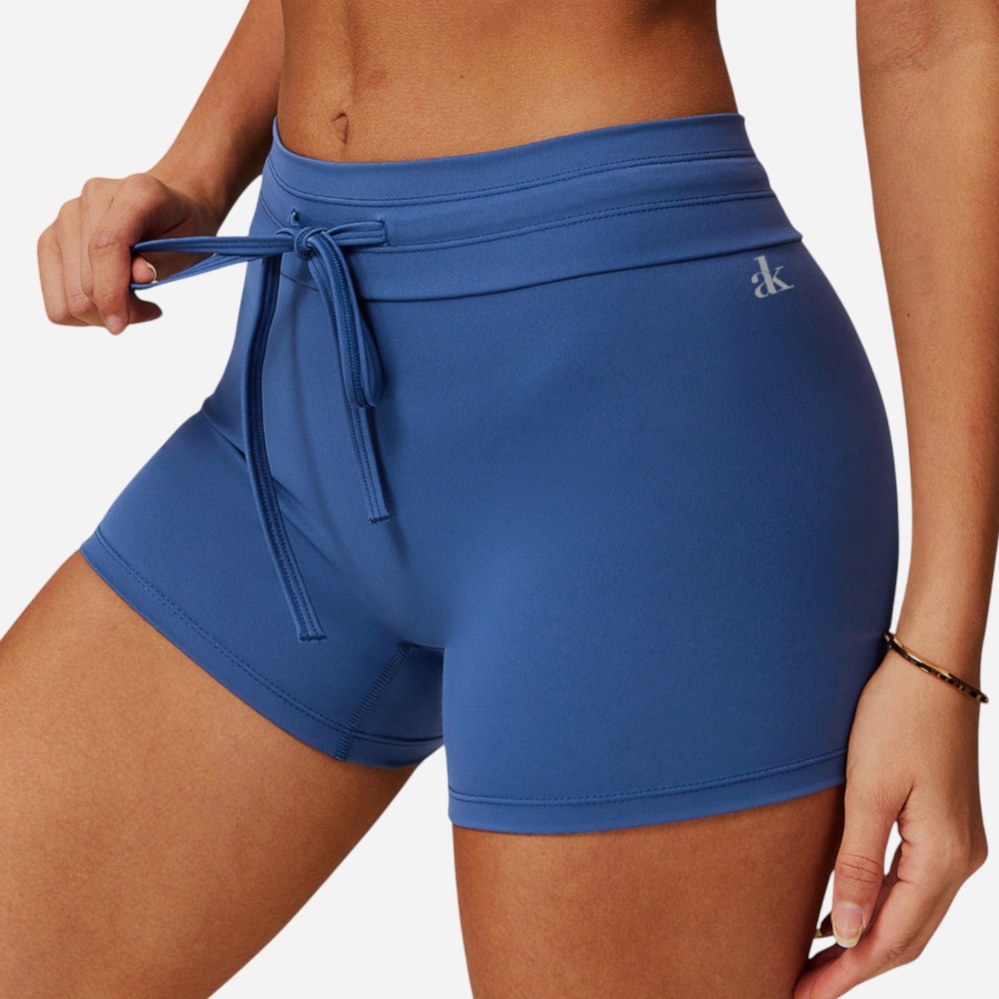 High Waist Athletic Shorts with Adjustable Drawstring