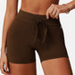 High Waist Athletic Shorts with Adjustable Drawstring