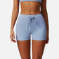 High Waist Athletic Shorts with Adjustable Drawstring