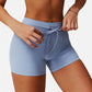 High Waist Athletic Shorts with Adjustable Drawstring
