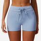 High Waist Athletic Shorts with Adjustable Drawstring