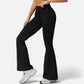 High Waist Flare Athletic Pants with Drawstring Waist