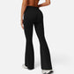 High Waist Flare Athletic Pants with Drawstring Waist