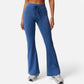 High Waist Flare Athletic Pants with Drawstring Waist