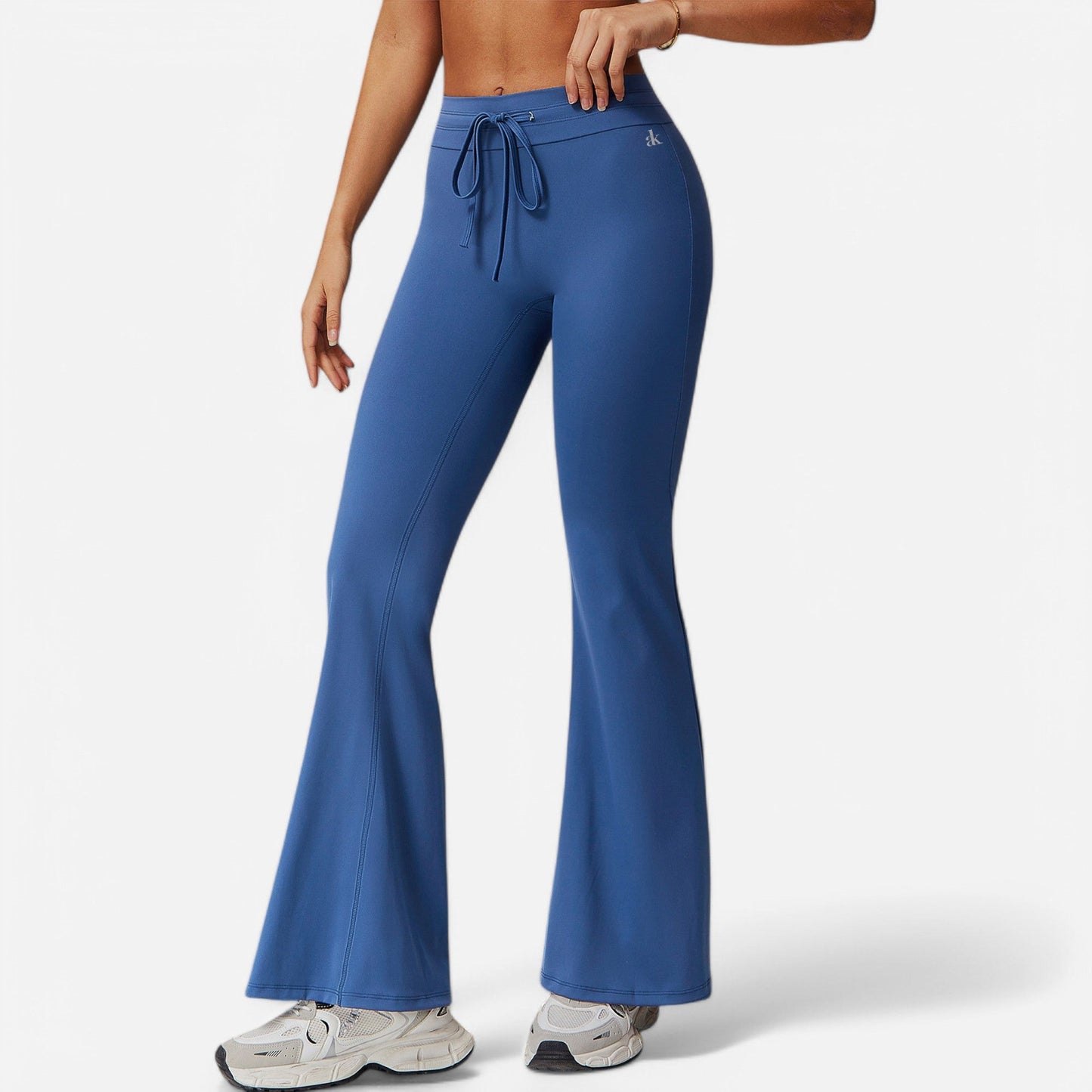 High Waist Flare Athletic Pants with Drawstring Waist