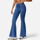 High Waist Flare Athletic Pants with Drawstring Waist
