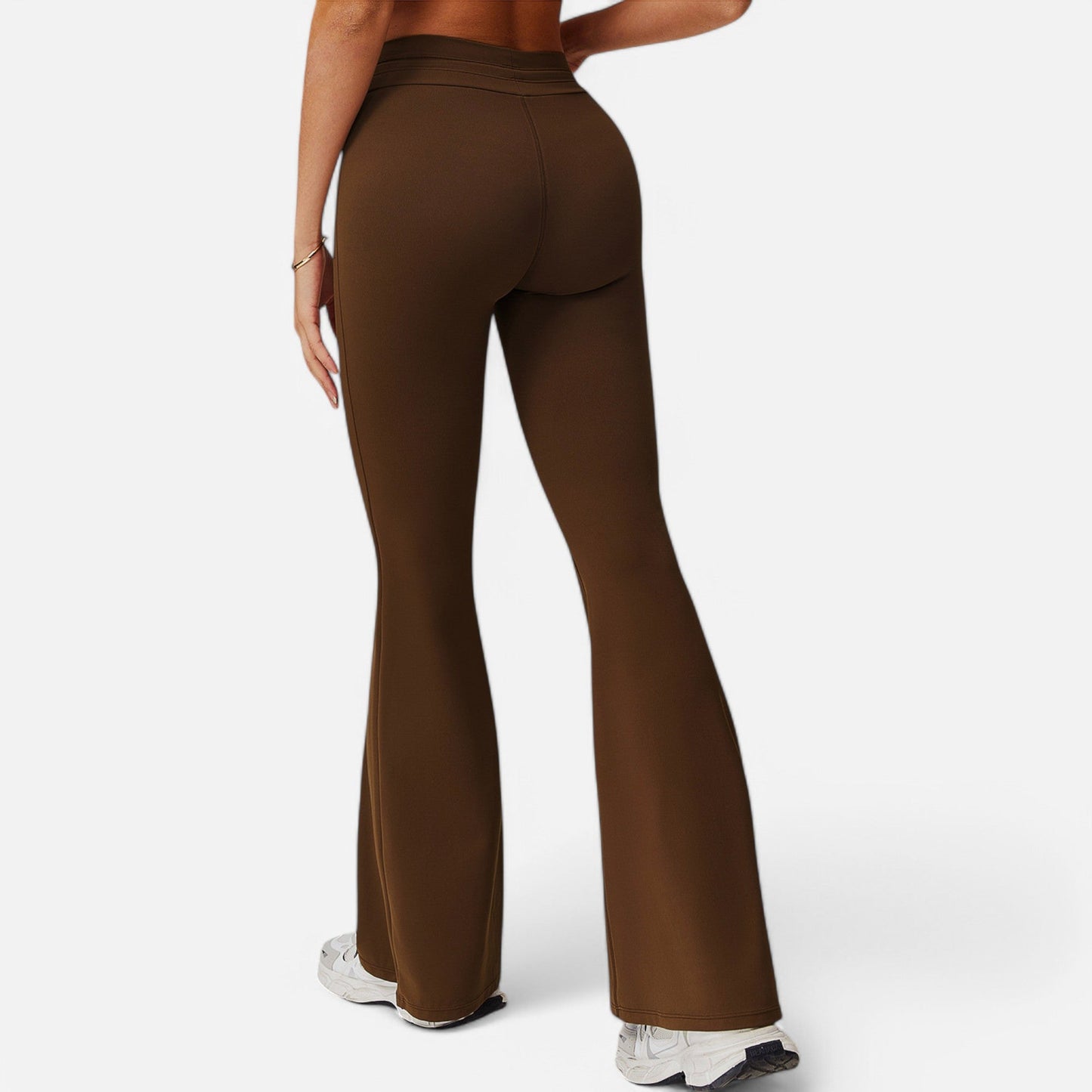 High Waist Flare Athletic Pants with Drawstring Waist