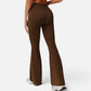 High Waist Flare Athletic Pants with Drawstring Waist