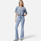 High Waist Flare Athletic Pants with Drawstring Waist