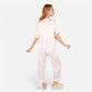 Lounge Women's Embroidered Collar Pajama Set with Ruffle Trim and Button-Up Top