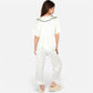 Lounge Women's Embroidered Collar Pajama Set with Ruffle Trim and Button-Up Top