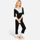 Lounge Women's Lace Trim Pajama Set with 3/4 Sleeve Top and Elastic Waist Pants