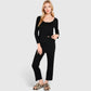 Lounge Women's 3-Piece Lounge Pajama Set with Camisole, Button-Up Top, and Wide-Leg Pants