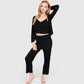 Lounge Women's 3-Piece Lounge Pajama Set with Camisole, Button-Up Top, and Wide-Leg Pants