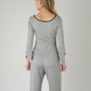 Lounge Women's Long Sleeve Pajama Set with Decorative Bows and Soft Wide Leg Pants
