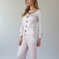 Lounge Women's Long Sleeve Pajama Set with Decorative Bows and Soft Wide Leg Pants