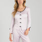 Lounge Women's Long Sleeve Pajama Set with Decorative Bows and Soft Wide Leg Pants