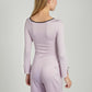 Lounge Women's Long Sleeve Pajama Set with Decorative Bows and Soft Wide Leg Pants