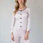 Lounge Women's Long Sleeve Pajama Set with Decorative Bows and Soft Wide Leg Pants