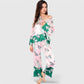 Lounge Women's Floral Satin Pajama Set with Button-Up Long Sleeve Top and Matching Pants