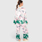 Lounge Women's Floral Satin Pajama Set with Button-Up Long Sleeve Top and Matching Pants