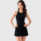 Women's High Neck Flowy Athletic Dress with Built-In Shorts