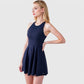 Women's High Neck Flowy Athletic Dress with Built-In Shorts