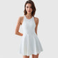 Women's High Neck Flowy Athletic Dress with Built-In Shorts