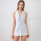 Active Women's Sleeveless Collared Sports Dress with Zip Front and Fitted Performance Design