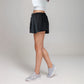 Active Women's High Waist Athletic Shorts with Pleated Side Panels and Stretchy Wideband Waist