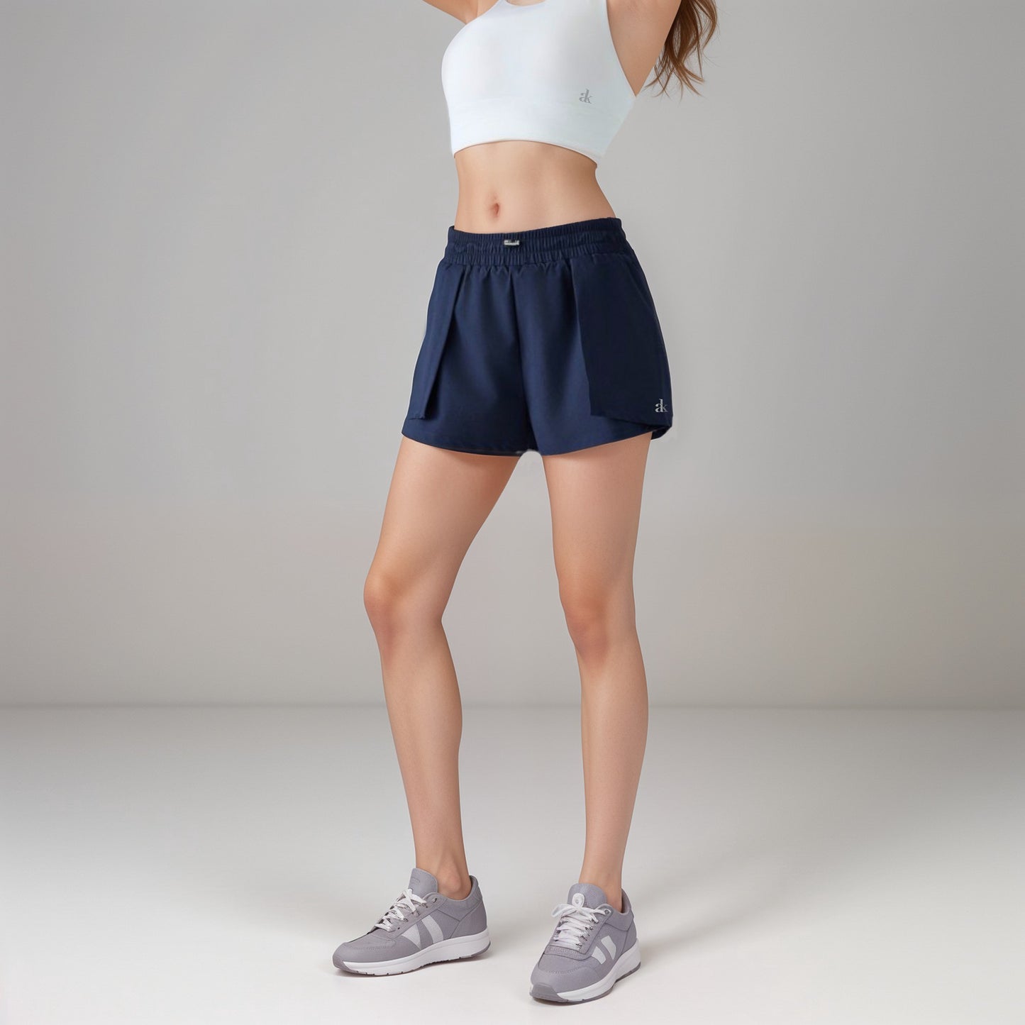 Active Women's High Waist Athletic Shorts with Pleated Side Panels and Stretchy Wideband Waist