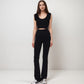 Active Women's Ribbed Scoop Neck Crop Top with Flutter Shoulder Details and Seamless Fitted Design