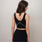 Active Women's Seamless V-Neck Crop Top with Contour Stitching and Contrast Piping Detail