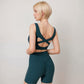 Active Women's Ribbed Seamless Scoop Neck Crop Top with Wide Straps and Subtle Contour Stitching